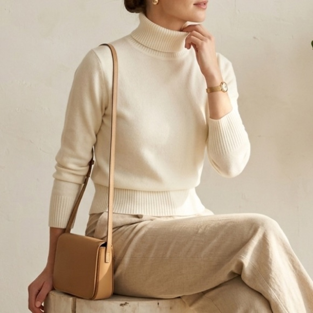 H&M Cream Turtleneck Sweater